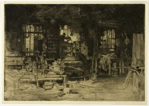 Dy Cameron Prints: The Workshop, 1905. Creator: David Young Cameron