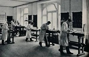 Schleswig Holstein Prints: Workshop of the Arts and Crafts technical school, Flensburg, Germany. c1908