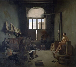 The Workshop of David, 1814. Artist: Leon Mathieu Cochereau