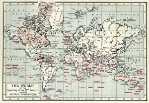 World Map Prints: The World at the Beginning of the 20th Century Showing British Possessions