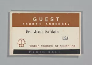 Badges Collection: World Council of Churches guest badge for James Baldwin, July 1968. Creator: Unknown