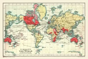 World Collection: World Map showing the British Empire, 1902. Creator: Unknown