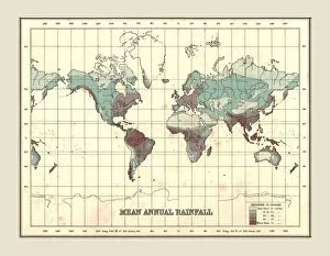 World Map showing Mean Annual Rainfall, 1902. Creator: Unknown