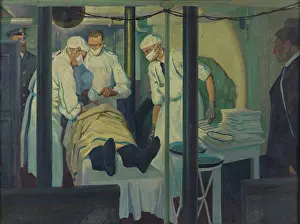 Operating Theatre Prints: World War I: an operation in a light cruiser, c1918. Creator: Jan Gordon