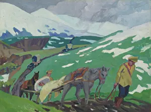 Tired Prints: World War I: transport of our wounded in Russia, 1918'. Creator: Jan Gordon