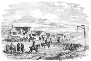 Wagons Prints: Woronzoff, or Little Kamiesch - from a sketch by J. A. Crowe, 1856. Creator: Unknown