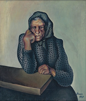 Konstantn Prints: Worry (Old Woman Leaning on Arm), 1927. Creator: Konstantin Bauer