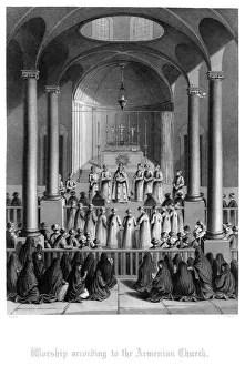 Worship According to the Armenian Church'.Artist: T Brown Worship According to the Armenian Church'.Artist: T Brown