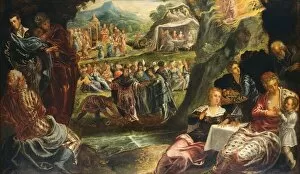 Israelite Gallery: The Worship of the Golden Calf, c. 1594. Creator: Jacopo Tintoretto