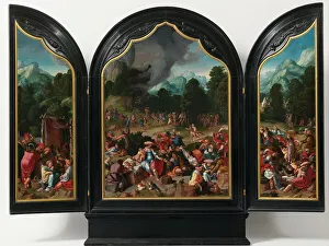 Festivities Prints: Worship of the Golden Calf, c.1530. Creator: Lucas van Leyden
