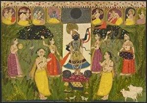 Cymbals Gallery: Worship of Shri Nathji, ca. 1700. Creator: Unknown