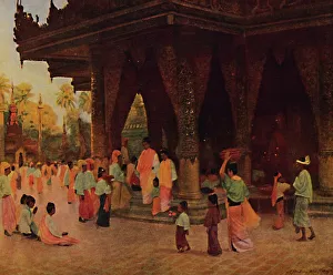 Worshippers at a Shrine of Gautama, 1913. Artist: James Raeburn Middleton Worshippers at a Shrine of Gautama, 1913. Artist: James Raeburn Middleton