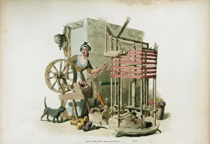 Bobbin Gallery: The Worsted Winder, 1805. Artist: William Henry Pyne