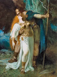 Brunhilde Prints: Wotans farewell to Brunhilde. (Leb wohl, Du kuhnes, herrliches Kind!)