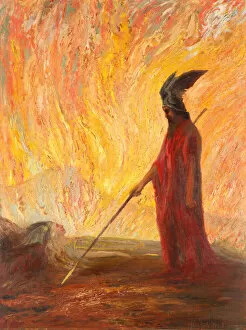 Nibelungenlied Gallery: Wotans Farewell and Magic Fire. Artist: Hendrich, Hermann (1854-1931)
