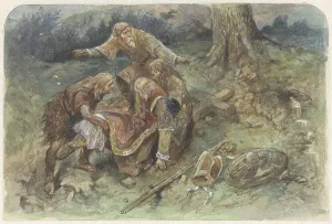 Rochussen Charles Prints: Wounded Adalbert is carried away, 1824-1894. Creator: Charles Rochussen
