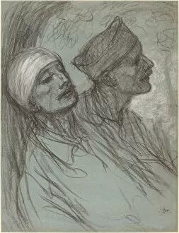 Bandaged Collection: A Wounded Soldier and His Comrade, 1916. Creator: Theophile Alexandre Steinlen