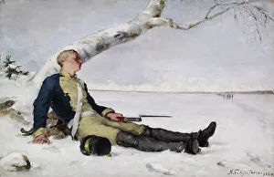 Modernism Prints: Wounded Warrior in the Snow, 1880. Creator: Helene Schjerfbeck