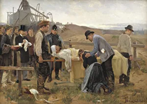 Stretcher Prints: A Wounded Workman, 1895. Creator: Erik Henningsen
