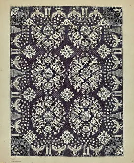 Bedspread Prints: Woven Bedspread, c. 1936. Creator: Elizabeth Valentine