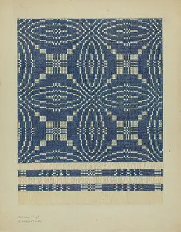Coverlet Prints: Woven Coverlet, c. 1936. Creator: Elizabeth Valentine