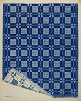 Bedding Gallery: Woven Coverlet, c. 1936. Creator: J. Howard Iams