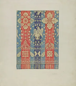 Ohio Prints: Woven Coverlet, c. 1937. Creator: Helen Bronson