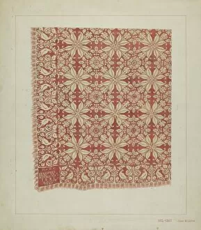Watercolor And Graphite On Paper Collection: Woven Coverlet, c. 1937. Creator: James M. Lawson
