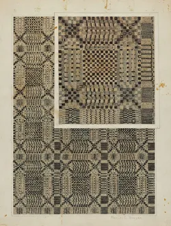 Runyan Manuel G Prints: Woven Coverlet, c. 1938. Creator: Manuel G. Runyan