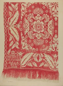 Edith Magnette Prints: Woven Coverlet, c. 1939. Creator: Edith Magnette