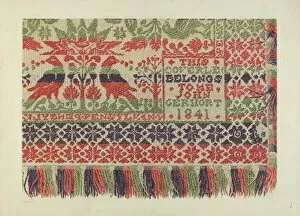 Watercolor And Graphite On Paper Collection: Woven Coverlet, c. 1940. Creator: Carmel Wilson