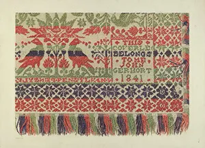 Pa German Gallery: Woven Coverlet, c. 1940. Creator: Carmel Wilson