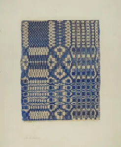 Coverlet Prints: Woven Coverlet, c. 1940. Creator: John Gasaway