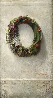 John La Farge Prints: Wreath of Flowers, 1866. Creator: John La Farge