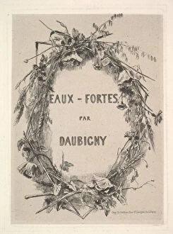 Charles François Gallery: Wreath of Wildflowers, title for 'Eaux-Fortes par Daubigny', 1850