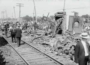 Collision Prints: Wreck of Bar Harbor express, 1913. Creator: Bain News Service