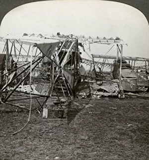Images Dated 9th April 2009: Wreck of a German bomber that tried to break through the aerial defence, World War I