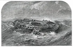 Cargo Boat Prints: Wreck of an Indiaman - from a Picture by Mr. Daniell, 1850. Creator: Whymper