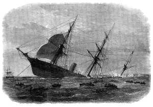 Indian Ocean Prints: Wreck of the mail steam-ship Rangoon at Galle - the Rangoon sinking
