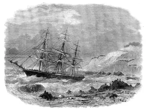 Shipwrecked Prints: Wreck of the Underley at the back of the Isle of Wight, 1871. Creator: Unknown