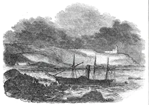 Incident Prints: Wreck of The Vanguard'steamer, off Cork Lighthouse, 1844. Creator: Unknown