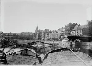 Belgium Europe Prints: Wrecked bridge, Andenne, Belg. [i