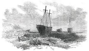 Tyne Prints: Wrecks on the Rocks at Tynemouth - sketched from below the Spanish Battery