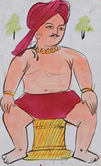 Kalighat Prints: A wrestler. Creator: Unknown