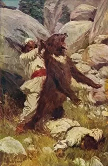 Behind Gallery: Wrestling with a Bear, c1912