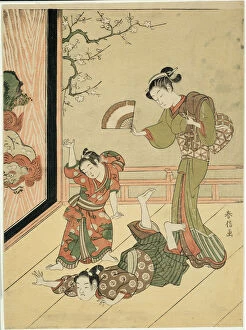 Benkei Gallery: The Wrestling Match (parody of Ushikawamaru and Benkei), c. 1767