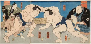 Sports His Prints: Wrestling match Shiranui vs Jimmaku, 1860s