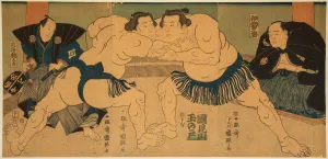 Wrestling match Tagasugo vs Ayusegawa, 1866