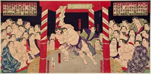 Wrestling match Umegatani vs Haibirya, 1860s-1870s