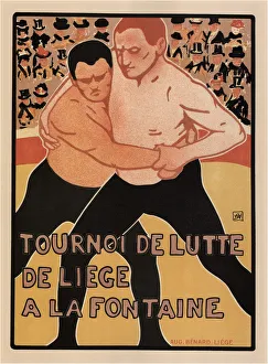 Wrestling tournament, Liege, 1899. Artist: Rassenfosse, Armand (1862-1934) Wrestling tournament, Liege, 1899. Artist: Rassenfosse, Armand (1862-1934)